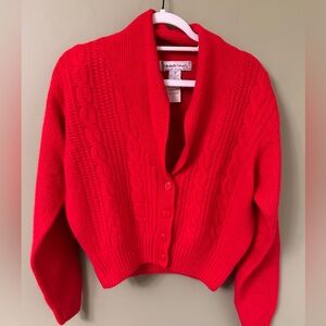 Michelle Stuart VTG Cardigan Sz S Lambswool Angora Rabbit Chunky Knit Sweater